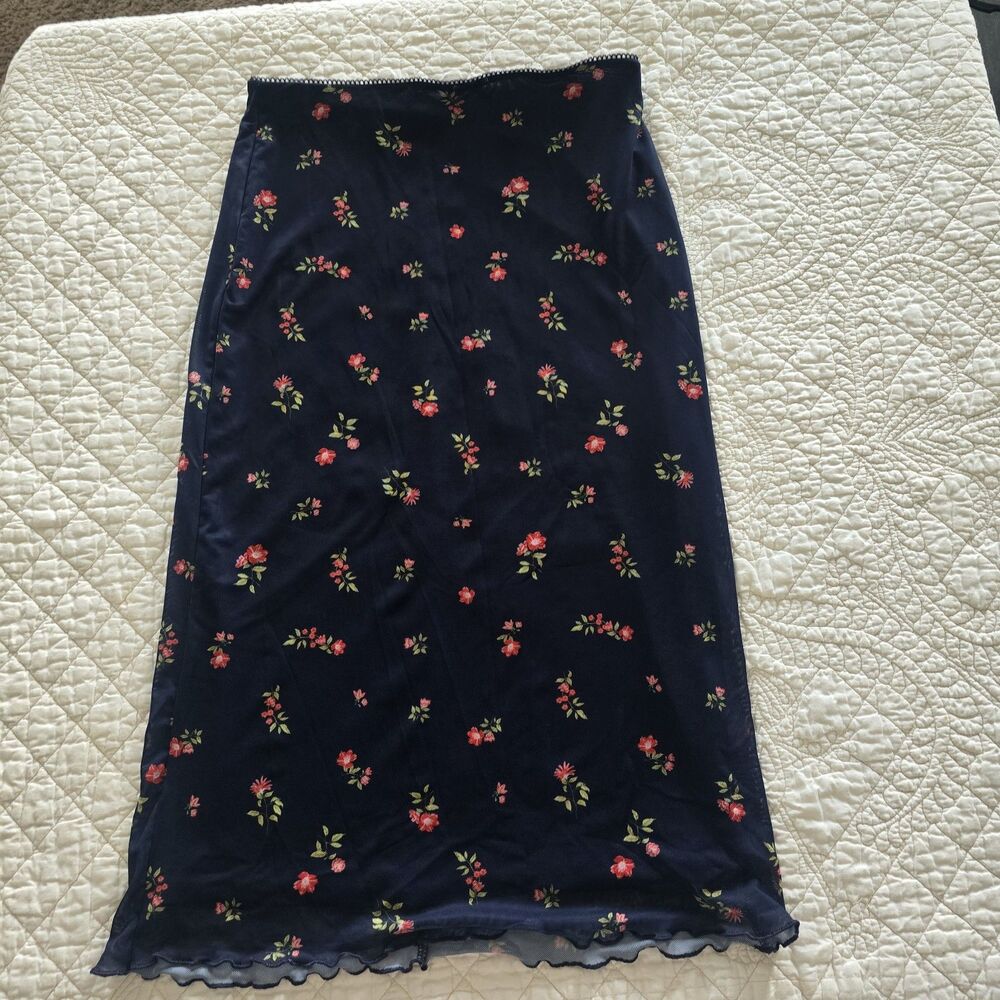Stitch & Pine Blue and floral Midi Skirt Size S